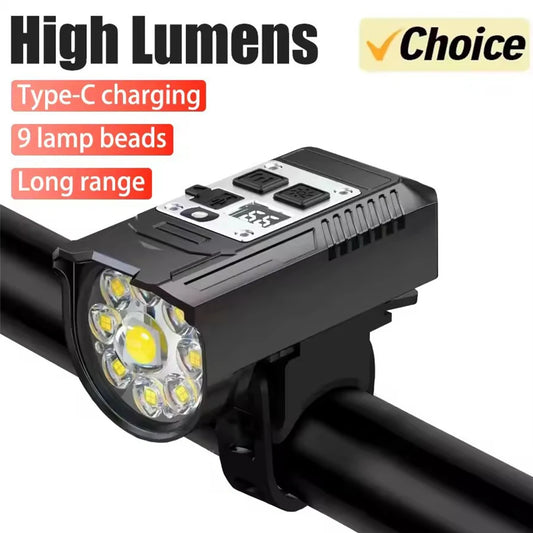 9LED Bike Light Type-C Rechargeable Bicycle Front Lights Intelligent Sensor MTB Flashlight Bike Headlight for Cycling Front Lamp