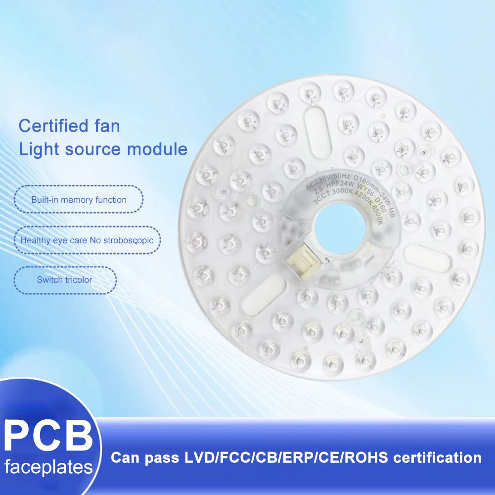 3.9/4.9/6.2 Inch 3000/4000/5000K Ceiling Fan Light Retrofit Kit Ceiling Flush Light Replacement Panel Pendant Light Round Panel
