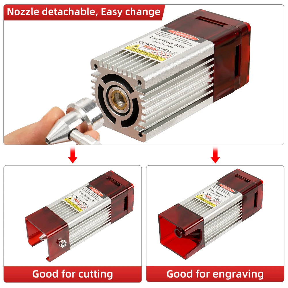 80W Laser Module with Air Assist 10W Laser Engraving Head 450nm Blue Laser Head TTL Module for CNC Laser Cutting Machine Tools