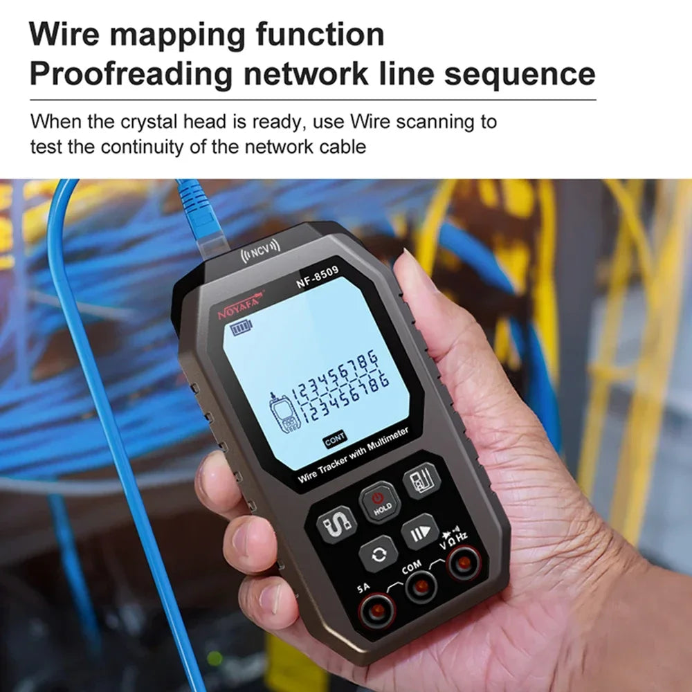NOYAFA NF-8509 2 in 1 Network Cable Tester Detect Length Digital Multimeter Cable Tracker Cat5 Cat6 PoE Tester Continuity Test