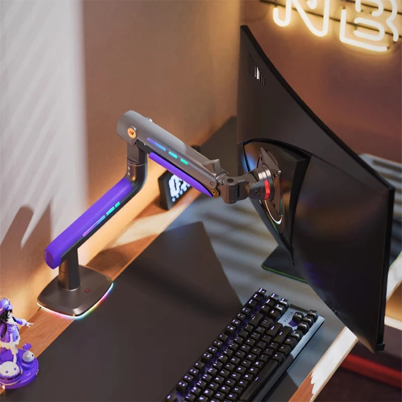 NB G60 L50 E5 F5 Gaming Monitor Arm 32-60 Inch Curved Arc Screen Desktop Ultra Wide Monitor Holder Mount with RGB Light 2-20kgs