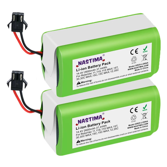 2 Pcs 14.4V 2600mAh Li-ion Replacement Battery for Conga Excellence 990 950 1090 1790 1990 Ecovacs Deebot N79 N79S Eufy RoboVac