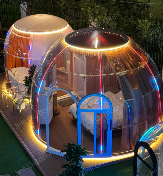 4meter + 2.7meter Transparent PC Bubble House Dome Tent Geodesic Igloo Round Clear House Catering Cabin Hotel Resort Luxury Camp