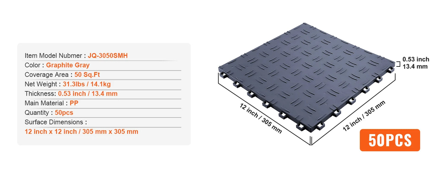 SucceBuy Garage Tiles Interlocking Garage Floor Covering Tiles Non-Slip Double-Sided Texture for Garages Basements Repair Shops