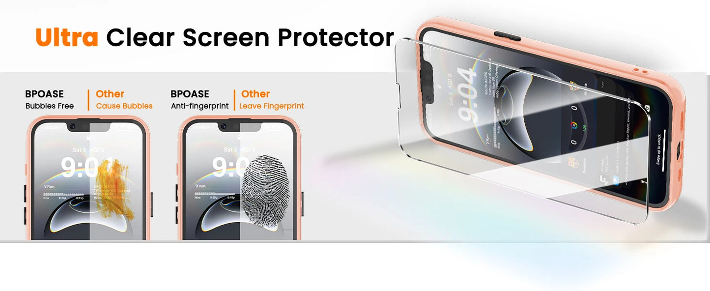 for iPhone 16E/iPhone 17E Case with Screen Protector, [Compatible with Magsafe] Ultra Slim Translucent Matte Shockproof Protecti