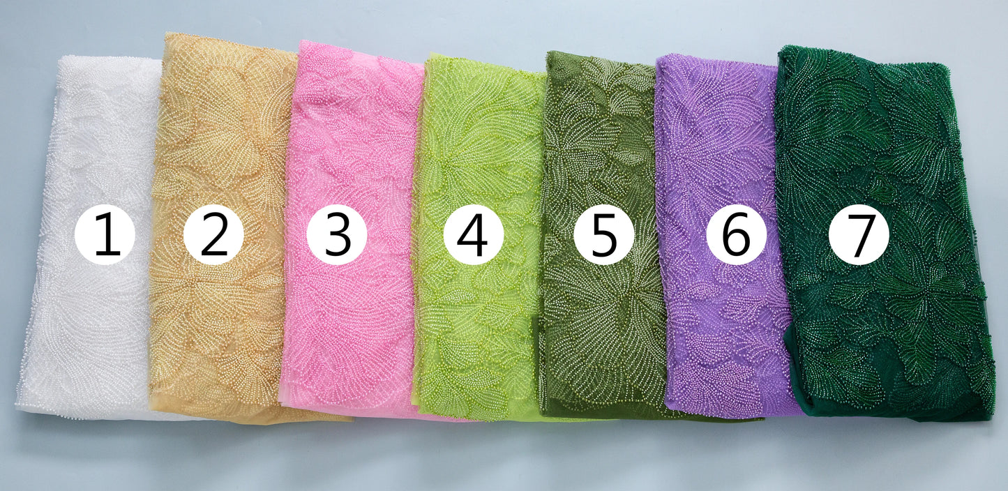 SJD LACE African Luxury Beads Mesh Lace Fabrics Nigerian Tulle 2025 French Tulle Beaded Net Lace for Women Evening Dresses A4034