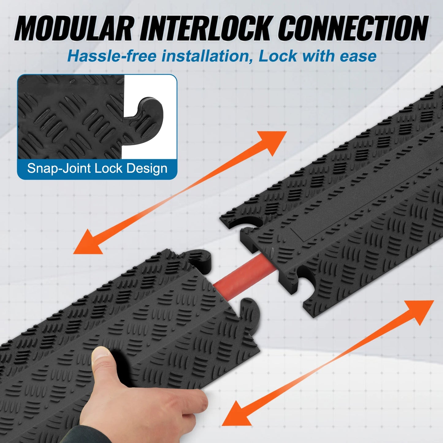 SucceBuy Drop Over Cable Cover Ramp 2,000 lbs/axle Load Capacity Heavy Duty TPR Cable Hose Protector Ramp for Indoor Outdoor Use