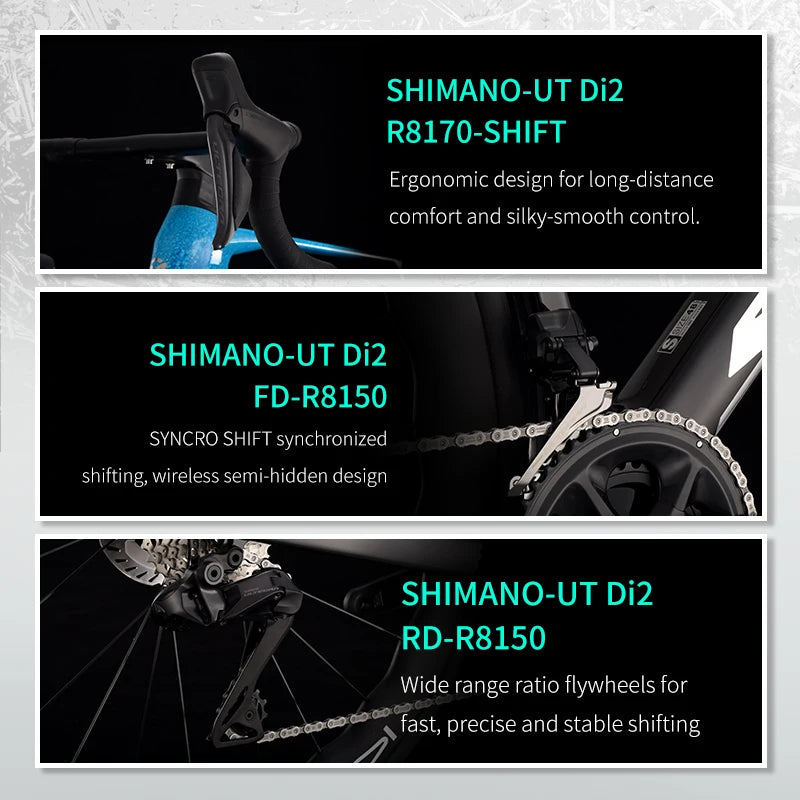 SAVA SLR8 Full Carbon Fiber E-Shift Road Bike with SHIMAN0 ULTEGRA 8170 Di2 Kit Cyclocross Road Bike Racer
