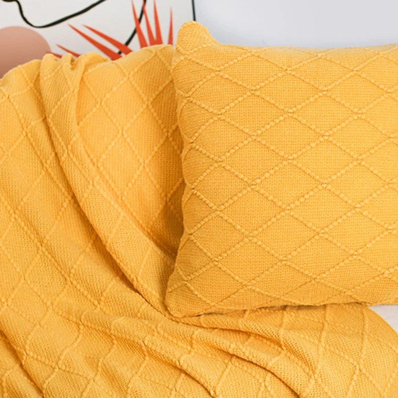 Nordic Knitted Shawl Sofa Blanket with Tassels Scarf  Sofa Emulation Fleece Throw Blanket TV Blankets Bed End Decor Drop Ship