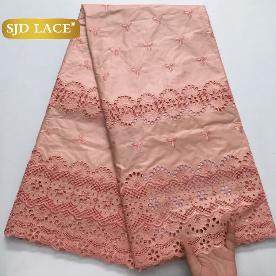 SJD LACE Swiss Voile Lace Fabrics Dubai African Cotton 5 Yards 2026 Latest African Nigerian Cotton Lace for Dresses Sew 4662