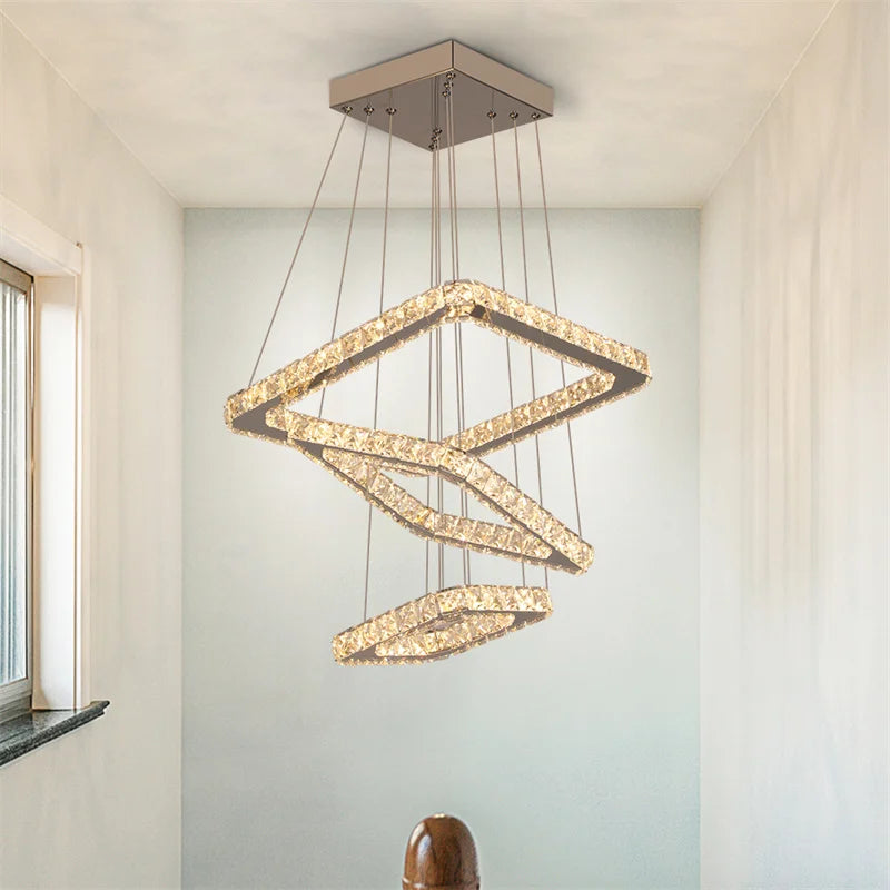 Modern Crystal Chandeliers Ring-Shaped Pendant Lights Living Room And Kitchen Decoration Led Ceiling Lamps Hanging Luminaire