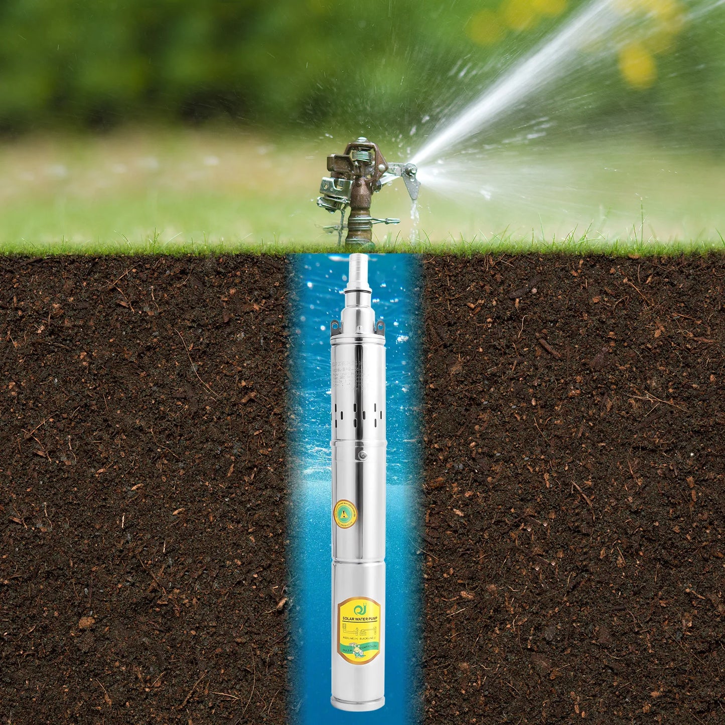 370W DC24V Deep Well Pump Stainless Steel Water Pump Large Flow Rate High Head Lift Extracting Water for Irrigation, Landscaping