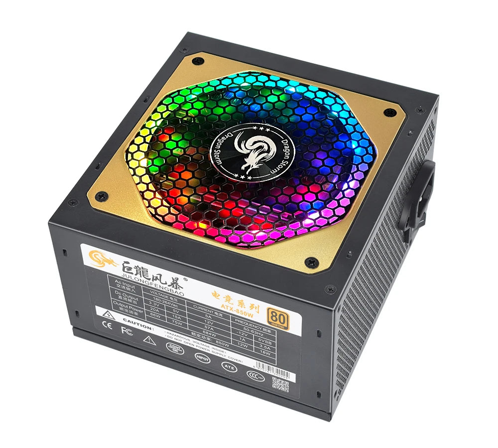 ATX 850W Full Modular 80Plus Gold Certified RGB 12V PC PSU Professional E-Sports Video Game Computer Power Supply