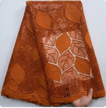 SJD LACE African Guipure Cord Stones Lace Fabric 5 Yards 2026 New Nigerian Water Soluble Lace For Women Wedding Party Dress 3844
