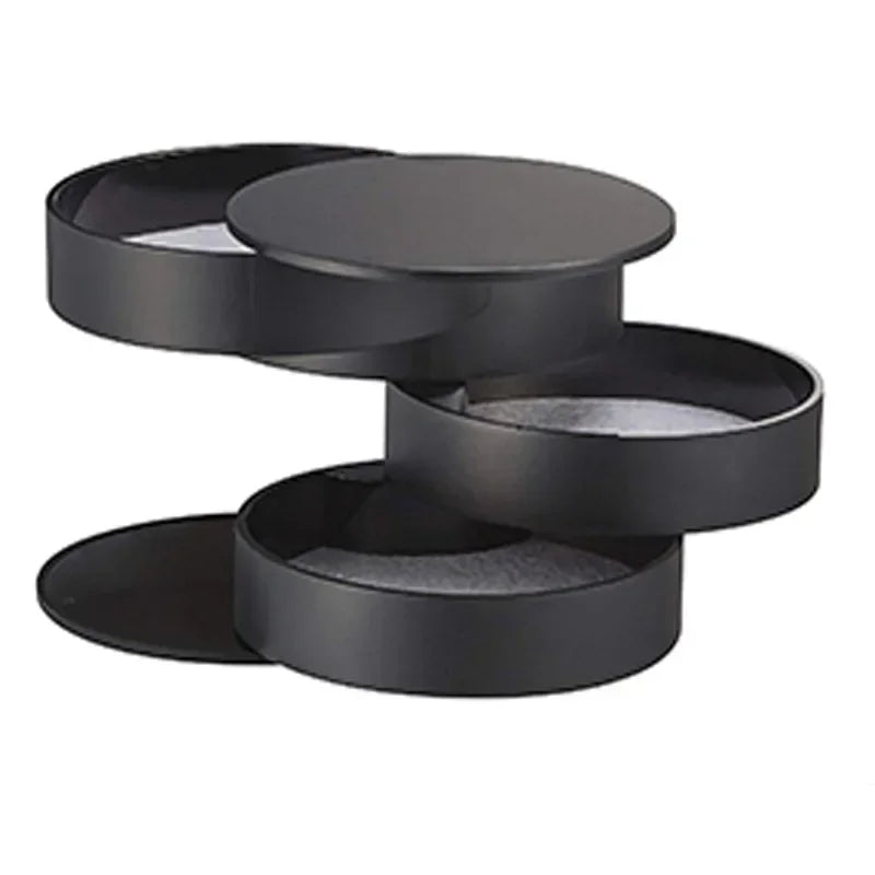 4 Layers Rotating Jewellery Storage Box Women Necklace Desk Organizer Earring Holder Travel with Lid for Ring Bracelet  Storage