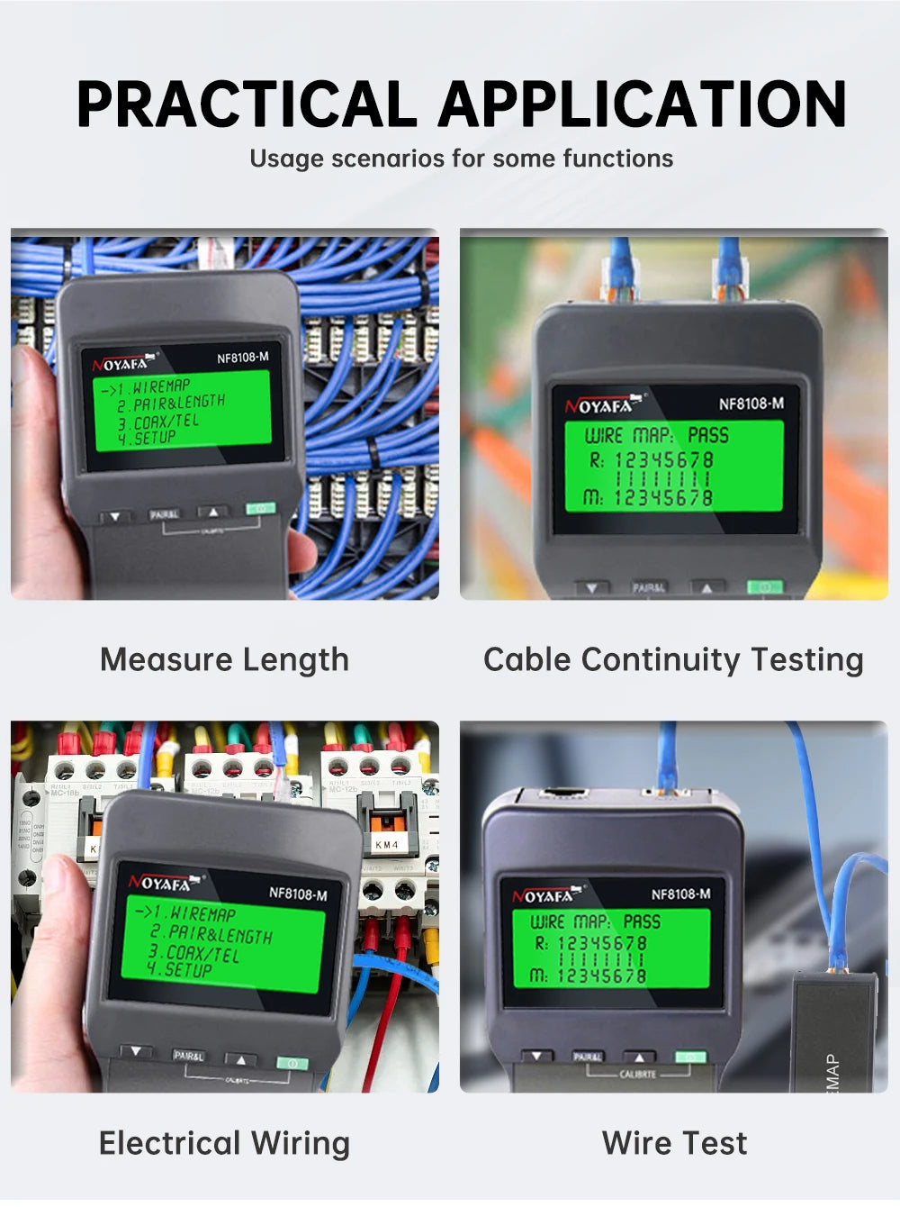NOYAFA new NF-8108M network cable tester professional rj45 tester Measure Length Cabl Multifunctional poe Network Tools