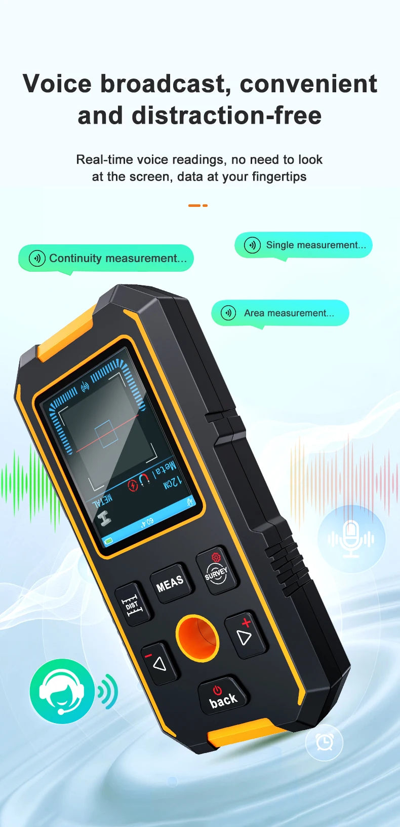 Noyafa Nf-513S Metal Detector Wire Finder for Detecting Underground Cables Cable Metal AC Wood in Walls Cable Tracker Tools