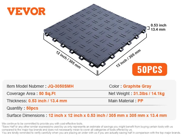 SucceBuy Garage Tiles Interlocking Garage Floor Covering Tiles Non-Slip Double-Sided Texture for Garages Basements Repair Shops
