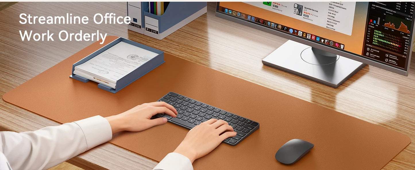 Large Mouse Pad,Office Desk Mat, Leather Desk Pad Protector, Non-Slip PU Leather Desk Blotter, Laptop Desk Pad