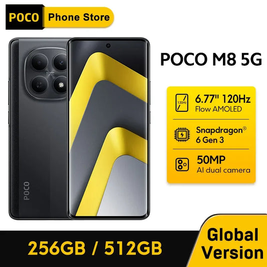 POCO M8 5G Global Version Smartphone Snapdragon® 6 Gen 3 6.77" Flow AMOLED display 5520mAh battery 45W Charging NFC