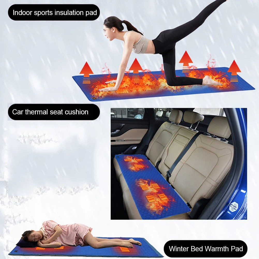 3-Level Adjustable USB Heating Sleeping Mat Electric Heating Pads Outdoor Camping Tent Sleeping Mattress Thermalpad Foot Warmer