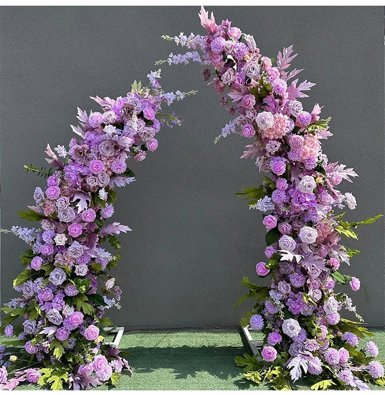 Trumpet Arch Artificial Flower Arrangement, Moon Shape, Wedding Background Props, Party Decoration, Luxury