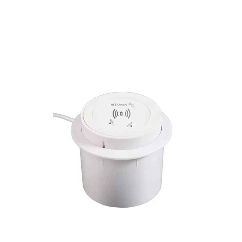 Universal Fast Wireless Charger Desktop Embedded Supports PD30W And USB Wired Charging 5V 3A Furniture Opening Desk Hole HUB