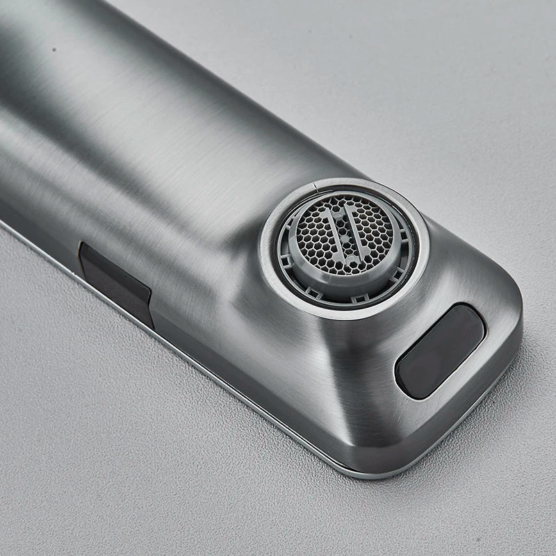 Luxury Silver Gray Smart LCD Daul Sensor Bathroom Basin Faucet Zinc Alloy Deck Mount Cold Hot Water Mixer Bathroom Sink Tub Tap