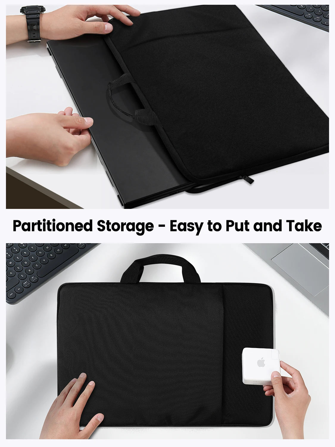 Waterproof Laptop Sleeve 24 inch for UPERFECT Portable Monitor UMAX 24 23 22 Touchscreen Computer Cover Bag with Large Side Pock