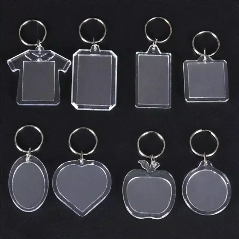 5/50pcs Transparent Rectangle Blank Clear Acrylic Insert Photo Picture Frame Keyring Keychain DIY Split Ring Key Chain 2035