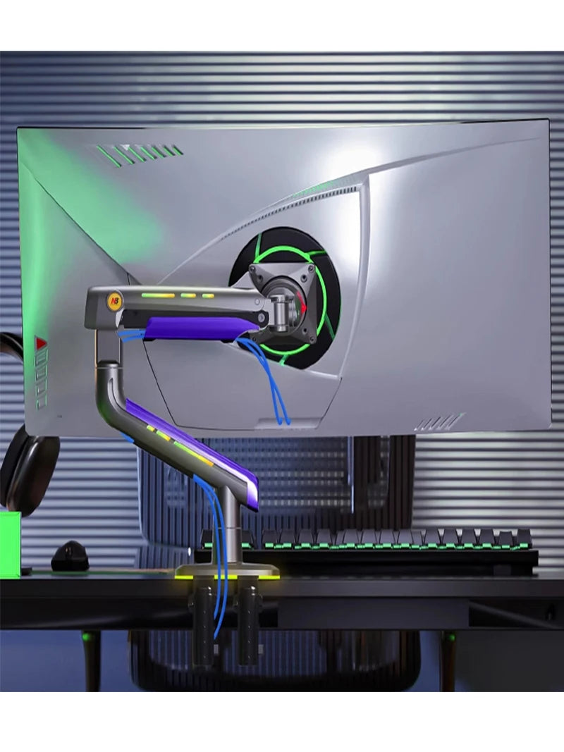 NB G60 L50 E5 F5 Gaming Monitor Arm 32-60 Inch Curved Arc Screen Desktop Ultra Wide Monitor Holder Mount with RGB Light 2-20kgs