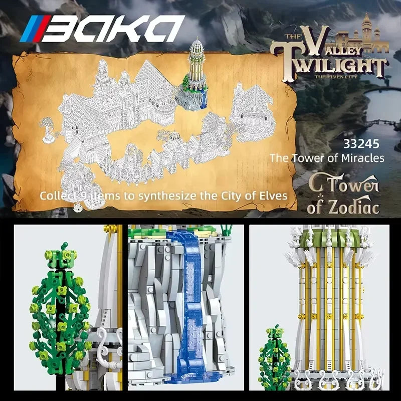 European Elf City Building Blocks Set Nine-in-one Giant Palace Models Bricks Desktop Decoration Diy Toys For Kids Holiday Gifts