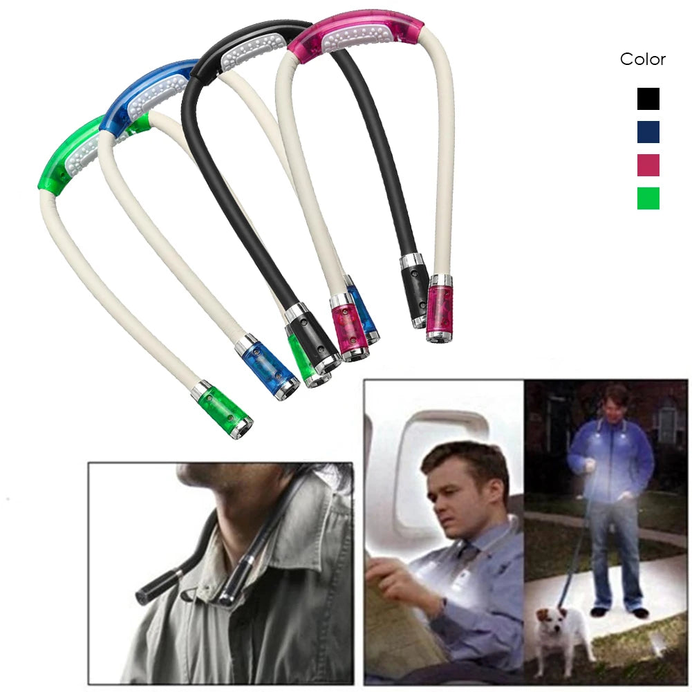 ABS LED Flexible Handsfree Hug Neck Reading Book Light Lamp Torch Flashlight Multifunctional Work Lamp