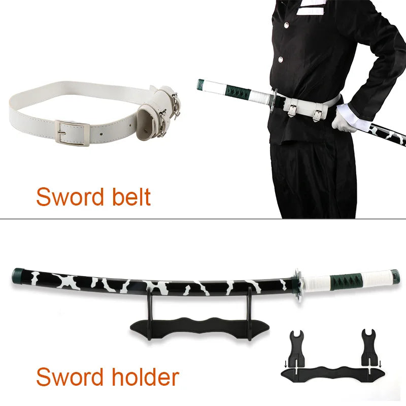 Anime Bamboo Katana 80cm /31.5in  Wooden Sword Cosplay  Props Giyuu Blue Tanjirou Kyoujurou Party Gift