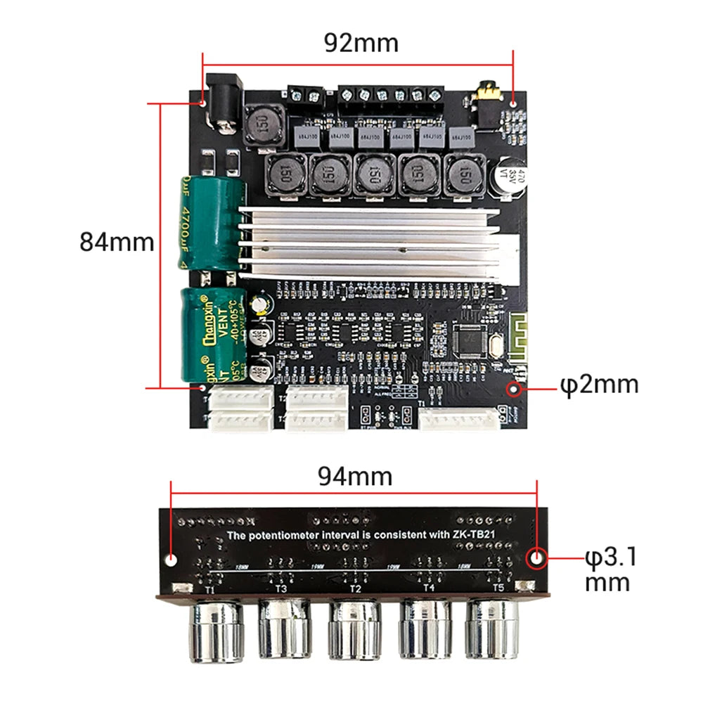 HIFI ZK-TB22/ZK-TB21F TPA3116 50w+50w+100wBluetooth 5.1 Audio Bass Power Amplifier Board Stereo Tweeter Subwoofer With Phone APP