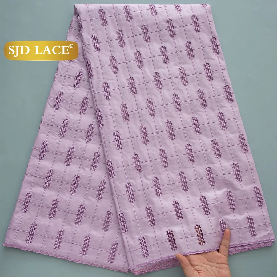 SJD LACE Swiss Voile Lace Fabrics Dubai African Cotton 5 Yards 2026 Latest African Nigerian Cotton Lace for Dresses Sew 4662
