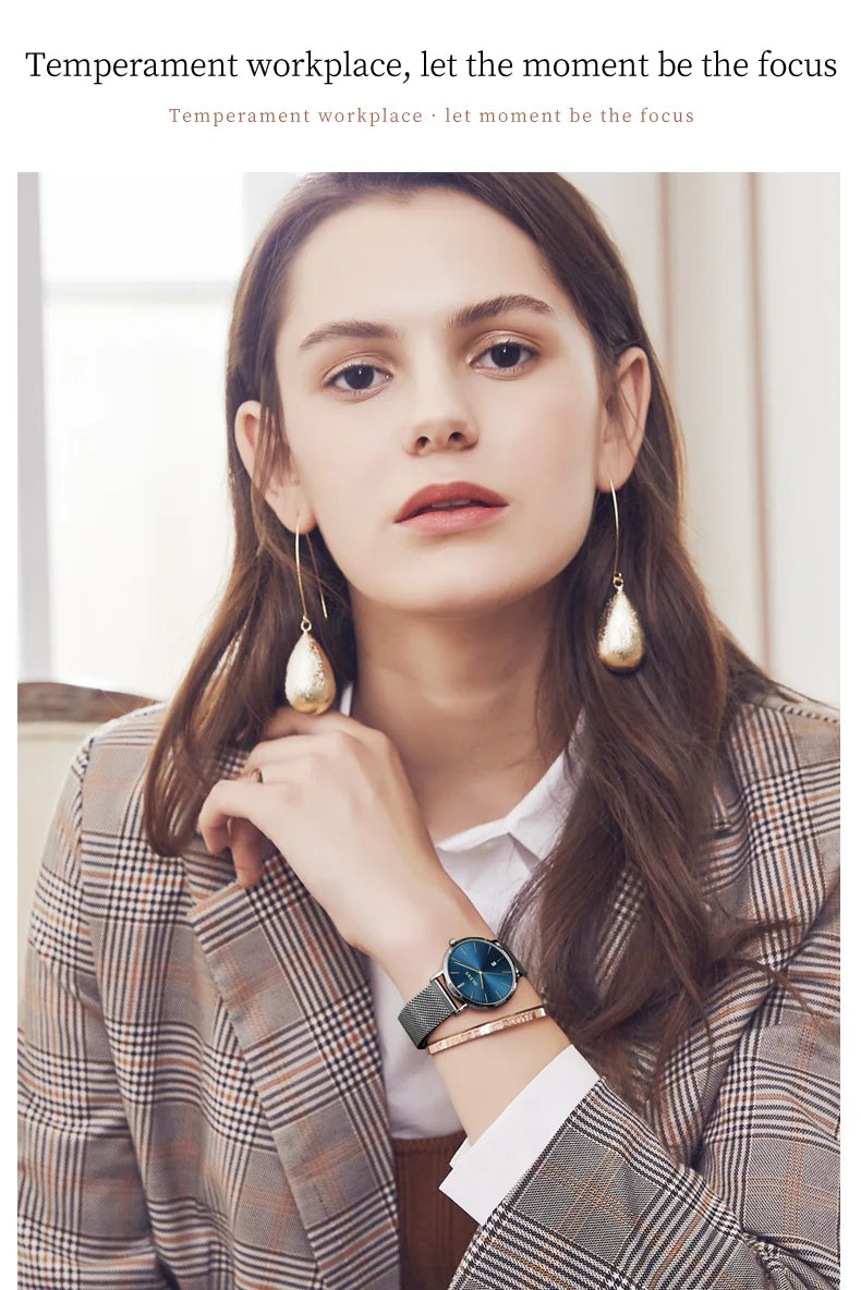 OLEVS Watch Women Rose Gold Top Brand Luxury JAPAN Movement Quartz Ultra Thin Ladies Watch Calendar Date Necklace Watch Set