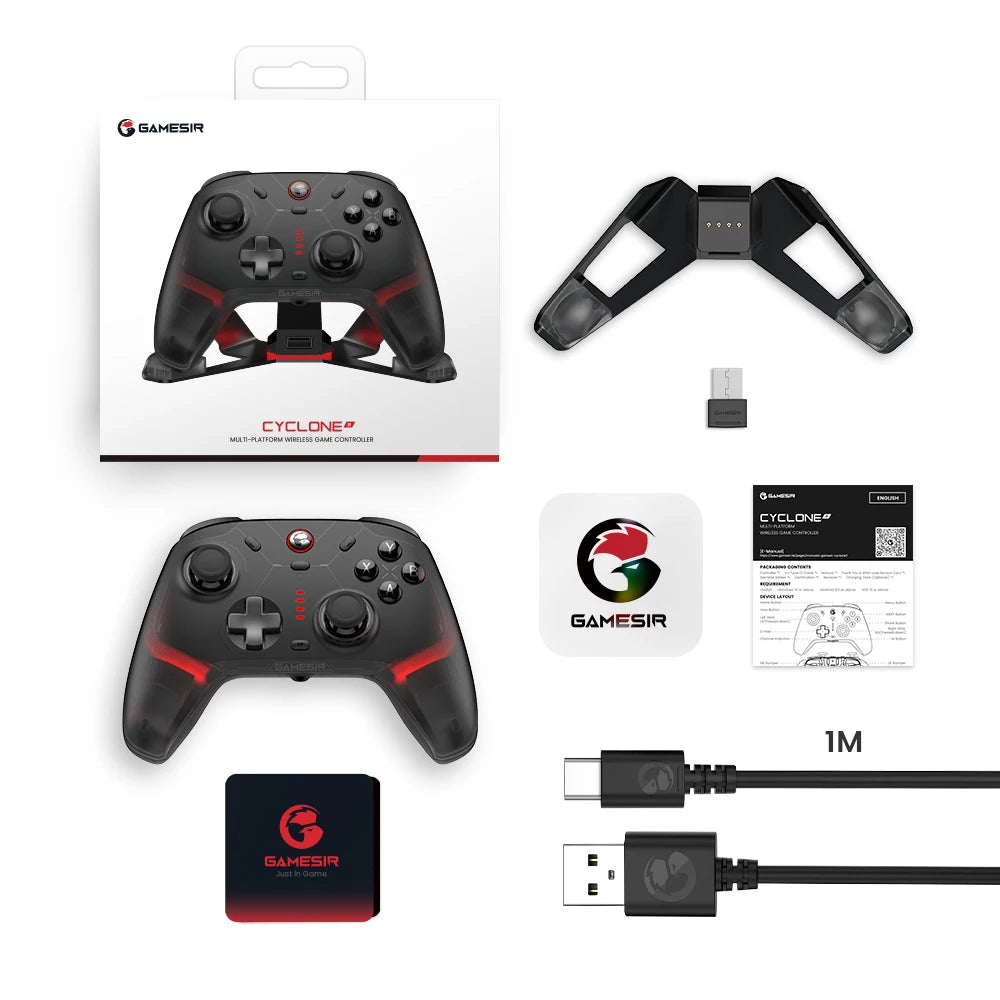 New Gamesir Cyclone 2 Wireless Controller with  Hall effect Controller for PC Steam Switch ios Andrioid Optional base