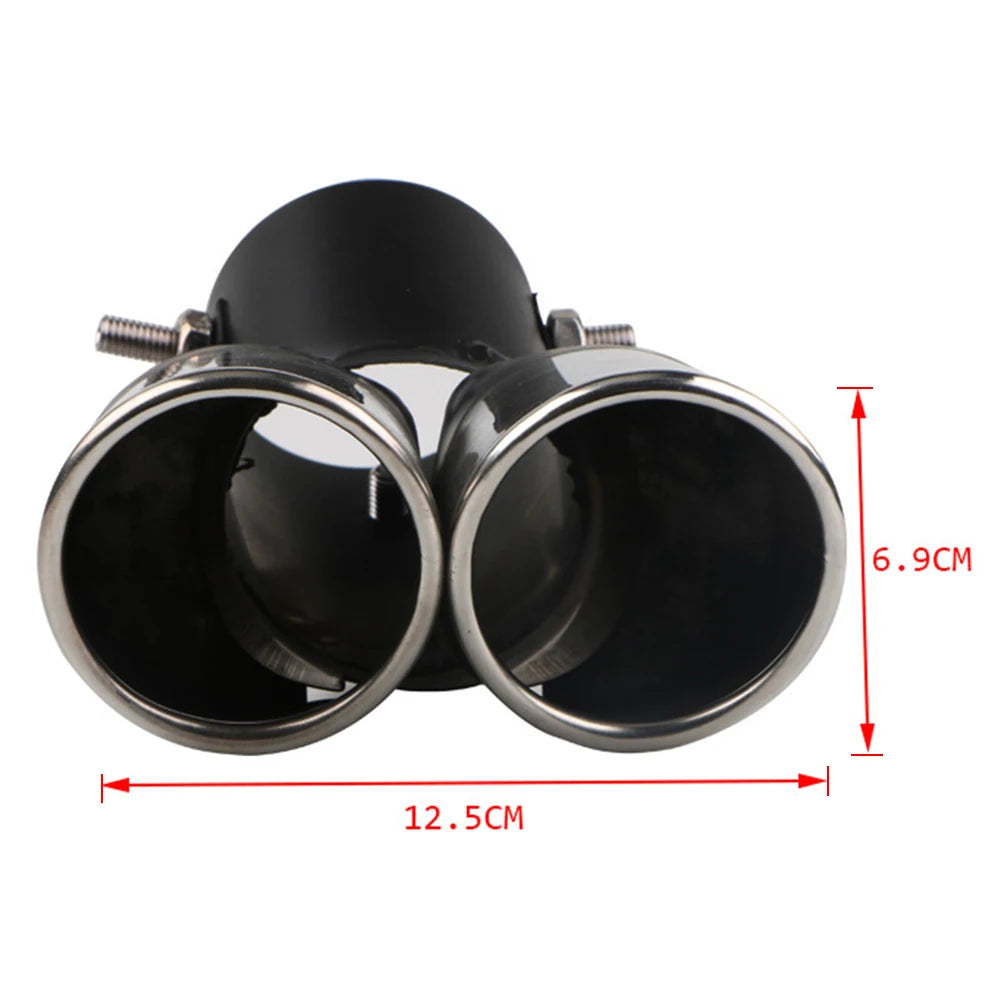 Car Exhaust Muffler Tip Stainless Steel Exhaust Tailpipe Tip Dual Outlet Tail Muffler Tip Car Modification Parts