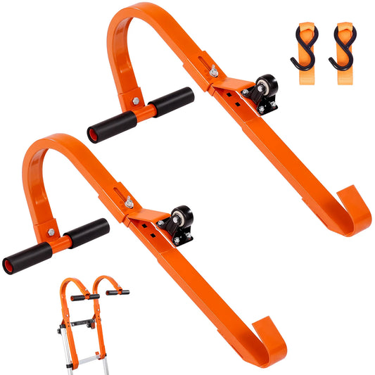 SucceBuy Orange/Black Ladder Roof Hook Heavy Duty Steel Ladder Stabilizer Roof Ridge Extension Rubber Grip T-Bar 500 lbs
