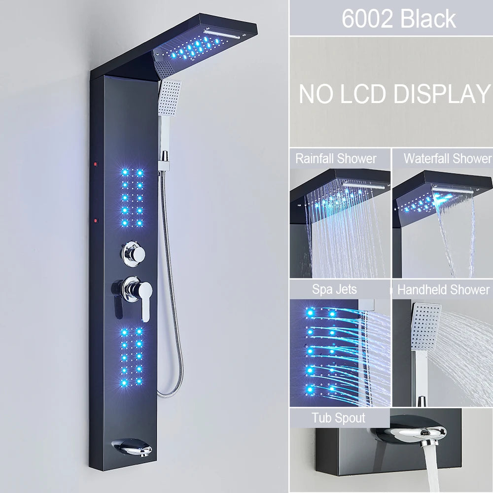 ULGKSD Bathroom Shower Panel LED Light Bathroom Faucet Hot&Cold Rainfall Mixer Tap Modern Bathroom Faucet Shower Column For Bath