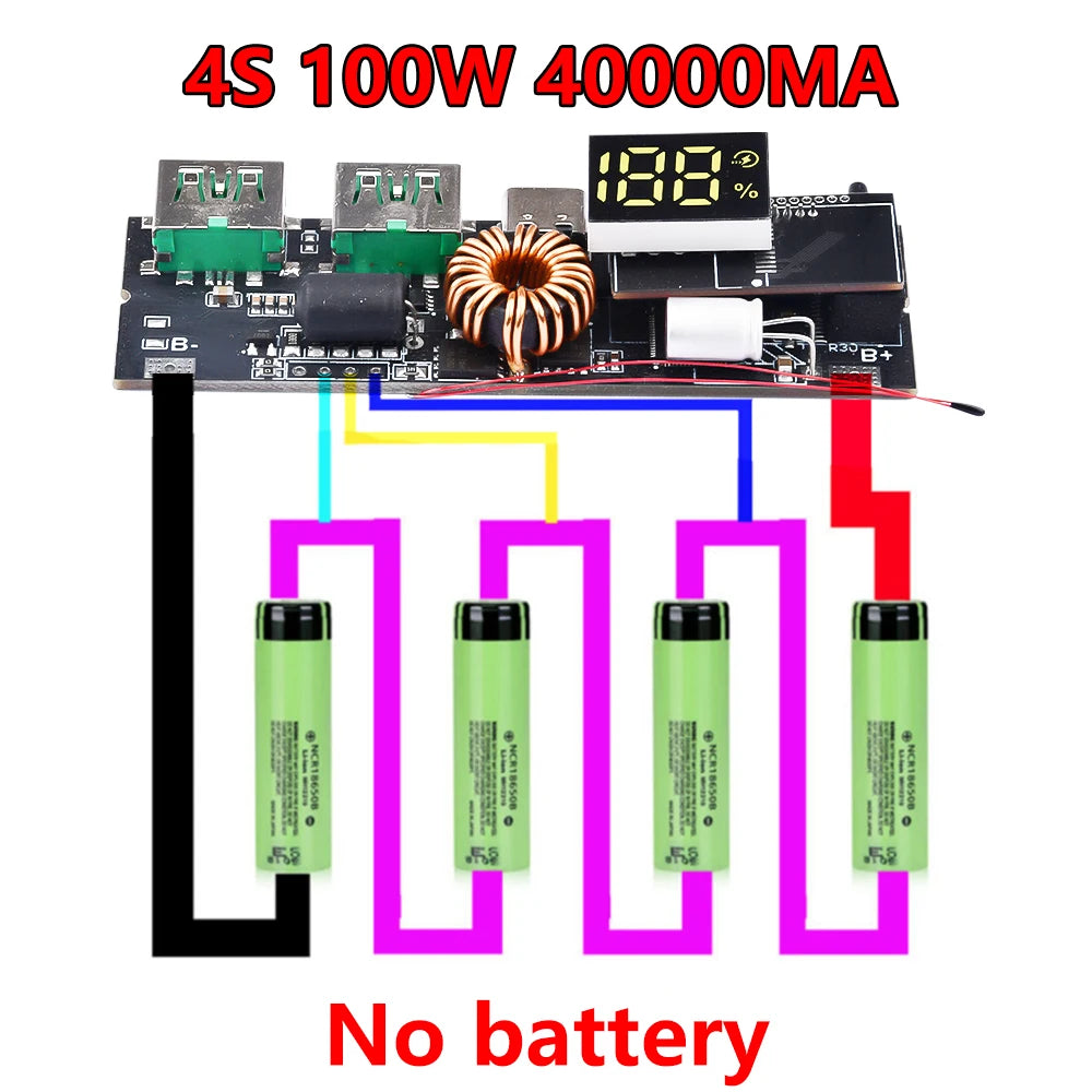 18650 Battery Charger Protection Module Power Bank PCB Module Board Dual USB Fast Charging with BMS Protection