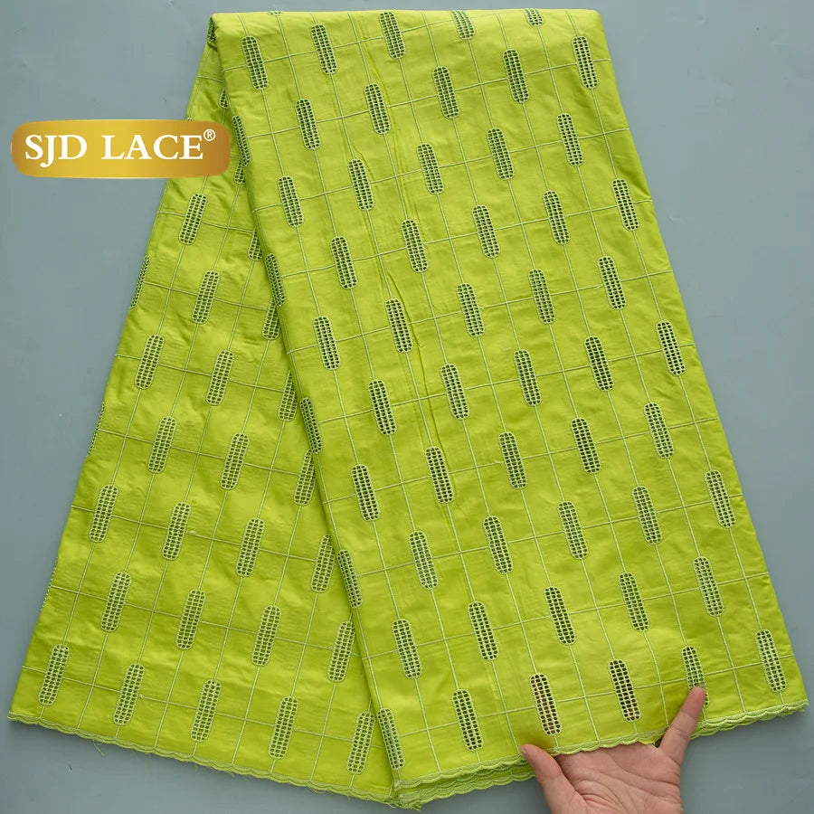 SJD LACE Swiss Voile Lace Fabrics Dubai African Cotton 5 Yards 2026 Latest African Nigerian Cotton Lace for Dresses Sew 4662