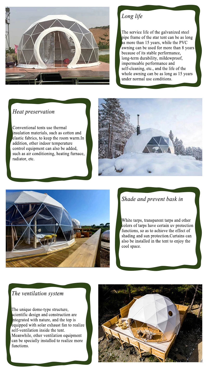 Trade Show Tent 6~9m Diameter Transparent Geodesic Luxury Dome Hotel Manor Tents Hotel Forest Glamping Round Dome Tent Outdoors