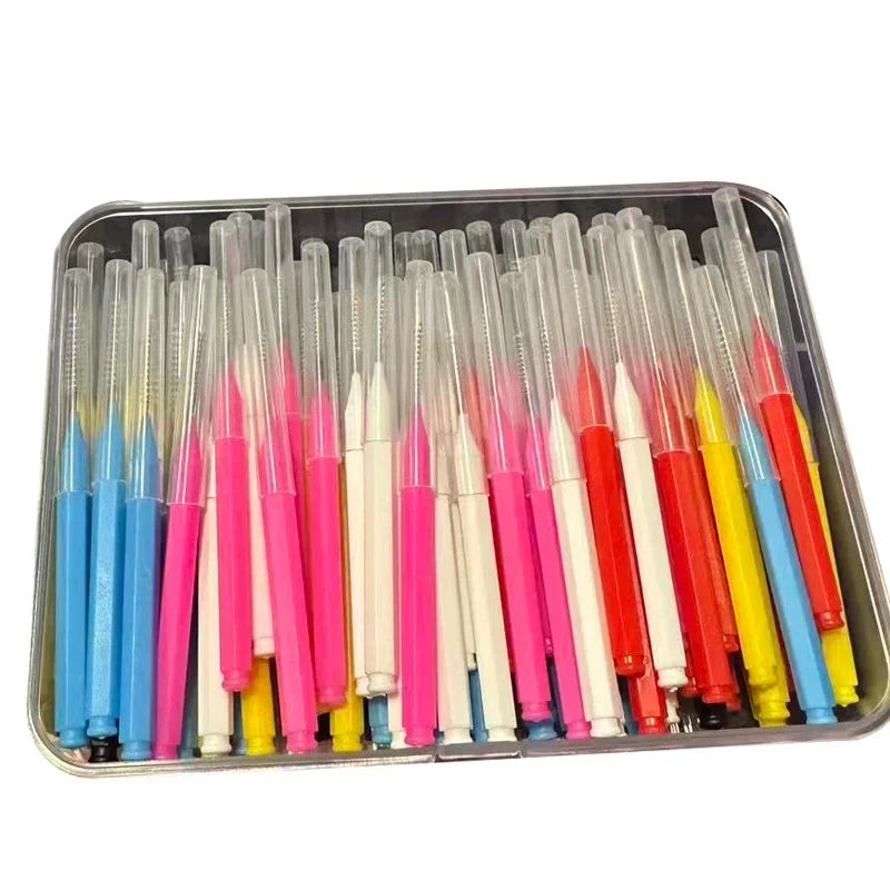New 100Pcs/Box I-type Push Pull Interdental Brush 0.6-1.5Mm Cleaning Between Teeth Oral Care Orthodontic I Shape Tooth Floss