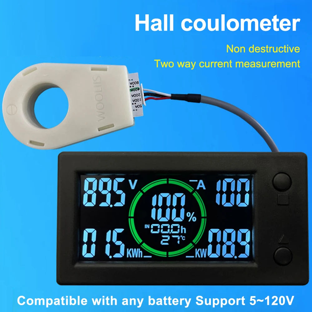 Bluetooth DC 0~300v Battery Monitor Hall Coulomb Tester Digital Voltmeter Ammeter Capacity Power Electricity AH Voltage Meter