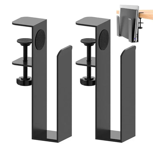Desk Side Storage No Drill Laptop Desk Mount Clamp on Shelf Hangable Desk Organizer Laptop Holder for Home Office Files
