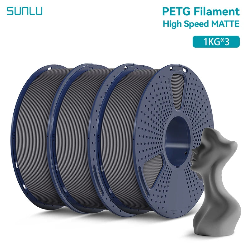 SUNLU 3KG High Speed Matte PETG Filament 1.75mm 1kg Spool (2.2lbs) High Speed Printing Filament Fit Most FDM Printer