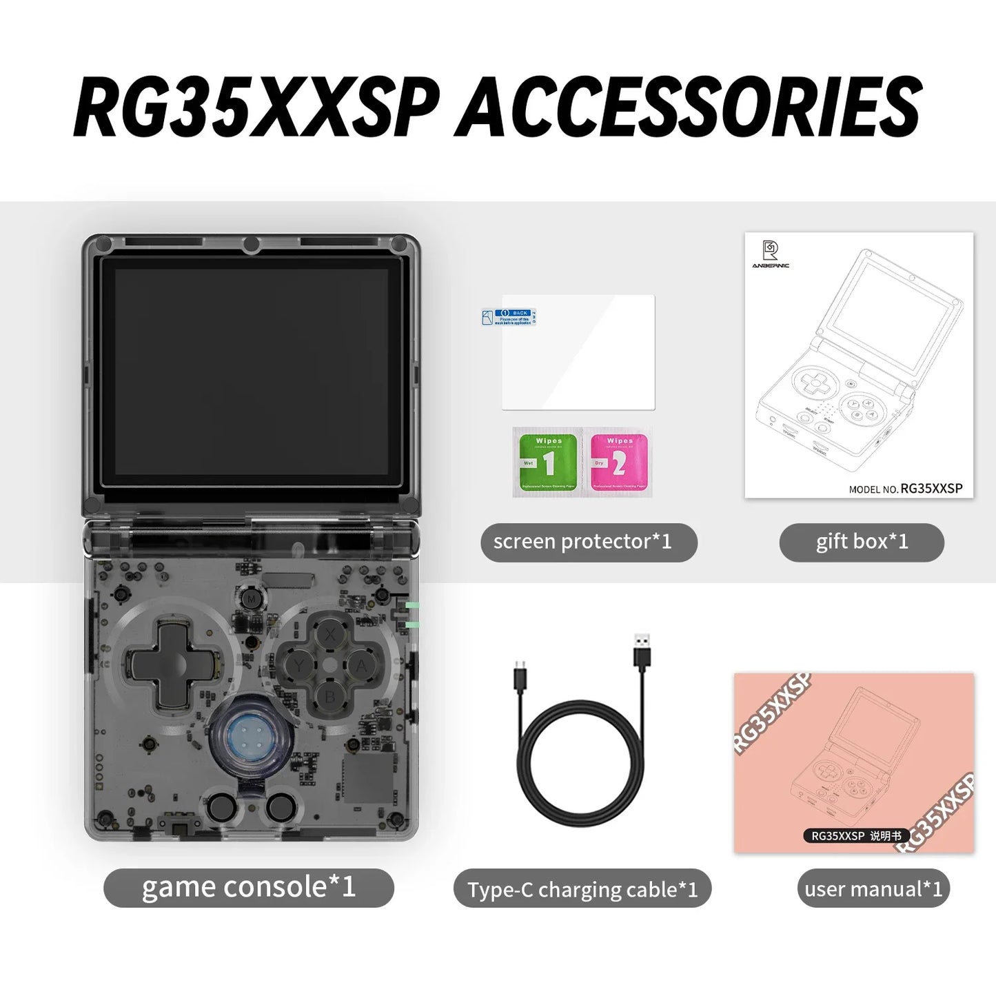 ANBERNIC RG35XXSP Flip Game Console 3.5'' IPS Screen Mini HDMI Output WiFi Bluetooth 4.2 E-book Linux Video Console Player Gifts