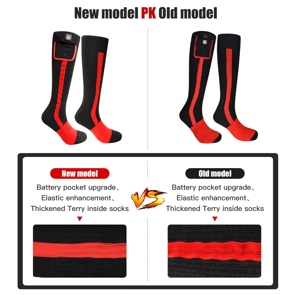 Savior Heated Socks Man Winter Rechargeable Outdoor Sport Thermal Heated Foot Warmer Ski Sports Heated Socks Warm Snowmobile Ski